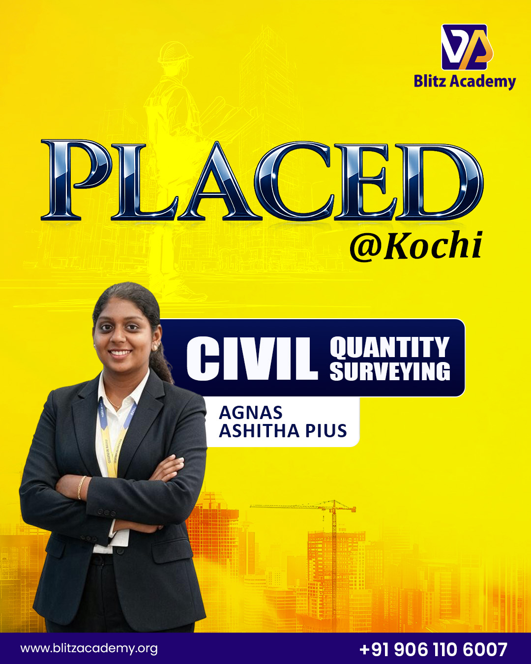 Agnas Ashitha Pius, placed as Civil QS (Kochi)
